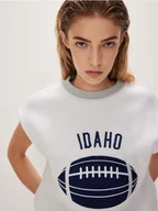 Bluzy damskie - Reserved - Krótka bluza z dresowej dzianiny - jasnoszary - miniaturka - grafika 1