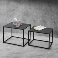 Ławy i stoliki kawowe - Stolik boczny zestaw stolik kawowy zestaw 2 sofy stolik kawowy w kształcie prostokąta stolik nocny stolikReplika acyjny metalowa rama industrialny design czarny [en.casa] - miniaturka - grafika 1