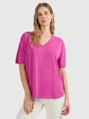 Koszulki i topy damskie - 4F T-shirt oversize z modalem damski - różowy M - miniaturka - grafika 1