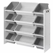 Pojemniki na zabawki - BIAŁY SZARY SIWY REGAŁ ORGANIZER POJEMNIKI DZIECI - miniaturka - grafika 1