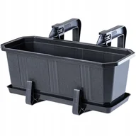 Donice - Skrzynka balkonowa z podstawką i uchwytami Trani 40 cm, grafit - miniaturka - grafika 1