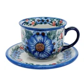 Filiżanki - Ceramiczna filiżanka ze spodkiem Ceramika Bolesławiec - miniaturka - grafika 1