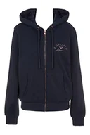 Bluzy damskie - Emporio Armani Damska bluza z kapturem Fuzzy Fleece Full Zip Up, morski, XS - miniaturka - grafika 1