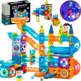 DUŻE KLOCKI MAGNETYCZNE KONSTRUKCYJNE EDUKACYJNE ŚWIECĄCY TOR KULKOWY 142el - Klocki DUŻE KLOCKI MAGNETYCZNE KONSTRUKCYJNE EDUKACYJNE ŚWIECĄCY TOR KULKOWY 142el - Klocki - miniaturka - grafika 1