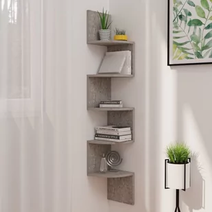 vidaXL Narożna półka ścienna, szarość betonu, 19x19x123 cm, płyta - Półki do salonu - miniaturka - grafika 1