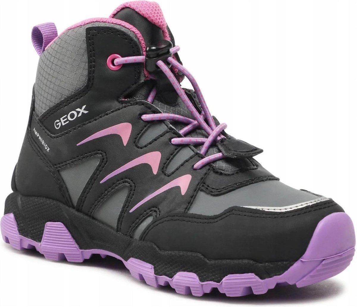 GEOX ŚNIEGOWCE DZIECIĘCE SZARE Z RÓŻOWYM OCIEPLENIEM 24 6CA