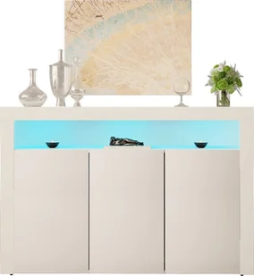 MEGSTYL KOMODA 130CM Z 3 DRZWICZKAMI - GRAND 4 biały mat - biały połysk - Komody - miniaturka - grafika 1