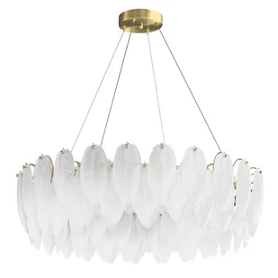 Wisząca lampa do salonu PIUMA ST-6289-8 Step listki mosiądz biały - Lampy sufitowe - miniaturka - grafika 1
