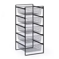 Szafy i regały magazynowe - System przechowywania z 5 drucianymi koszami, 450 x 500 x 1040 mm, czarny - miniaturka - grafika 1
