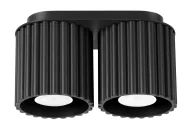 Lampy sufitowe - Czarny podwójny plafon ryflowany W3-H83 - miniaturka - grafika 1