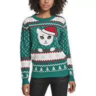 Bluzy damskie - Urban Classics Damski sweter damski Pug Christmas Ugly Sweater, Boże Narodzenie bluza z motywem mopa, rozmiary XS - XL, wielokolorowy (X-masgreen 02365), XS - miniaturka - grafika 1