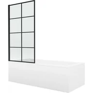 Wanny - Mexen Cubik wanna prostokątna 170 x 70 cm z obudową i parawanem 1-skrzydłowym 70 cm, czarny wzór fix - miniaturka - grafika 1