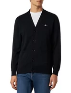 Swetry męskie - GANT Męski klasyczny bawełniany kardigan w kształcie litery V, czarny, S - miniaturka - grafika 1