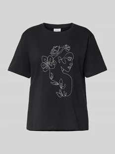T-shirt z wyhaftowanym motywem model ‘SYBIL’ - Koszulki i topy damskie - miniaturka - grafika 1