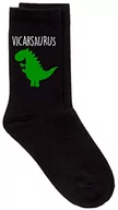 Skarpetki męskie - 60 Second Makeover Limited Unisex 60 Second Makeover Men's Vicar Dinozaur Vicarsaurus Fathers Day Christmas Present Black Socks Gift, czarne, One Size - miniaturka - grafika 1