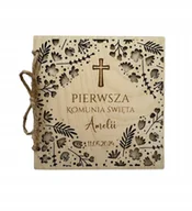 Pamiątka Pierwszej Komunii Świętej - KARTKA NA KOMUNIĘ PAMIĄTKA PIERWSZEJ KOMUNII ŚWIĘTEJ PERSONALIZACJA DREWNO - miniaturka - grafika 1