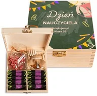 Zestawy upominkowe - Zestaw herbat w skrzynce prezent dla nauczyciela z nadrukiem czekolada miód - miniaturka - grafika 1