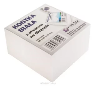 Kostka biurowa klejona biała z otworem na długopis - Etykiety samoprzylepne i bloki etykiet - miniaturka - grafika 1