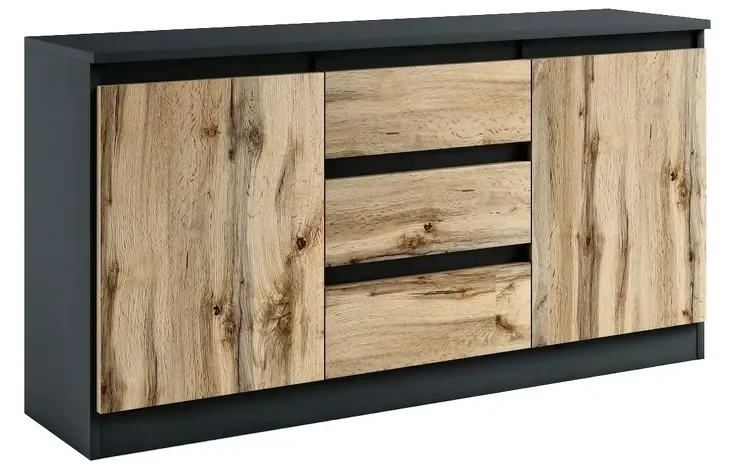 019054 Duża Komoda 2d3s/110cm - Czarny / Wotan # Kolory