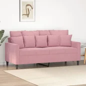 Sofy i kanapy - vidaXL Sofa 2-osobowa, różowy, 140 cm, tapicerowana aksamitem - miniaturka - grafika 1