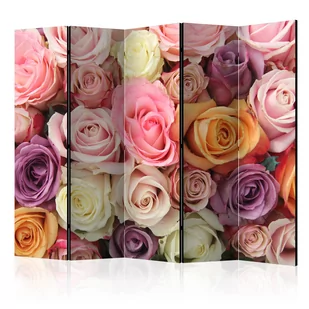 Parawan 5-częściowy - Pastelowe róże II [Room Dividers] (rozmiar 225x172) - Parawany - miniaturka - grafika 1