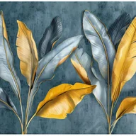 Fototapety - Fototapeta Liście Bananowca Beton Niebieski 400x280 cm Tapeta Do Sypialni Salonu Kuchni Na Flizelinie - miniaturka - grafika 1