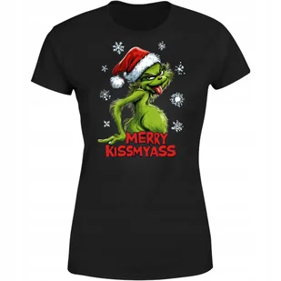 Koszulka damska Świąteczna śmieszna prezent Święta Grinch MERRY KISSMYASS - Koszulki i topy damskie - miniaturka - grafika 1