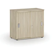 Szafy biurowe - Szafa biurowa z drzwiami przesuwnymi PRIMO WOOD, 740 x 800 x 420 mm, dąb naturalny - miniaturka - grafika 1