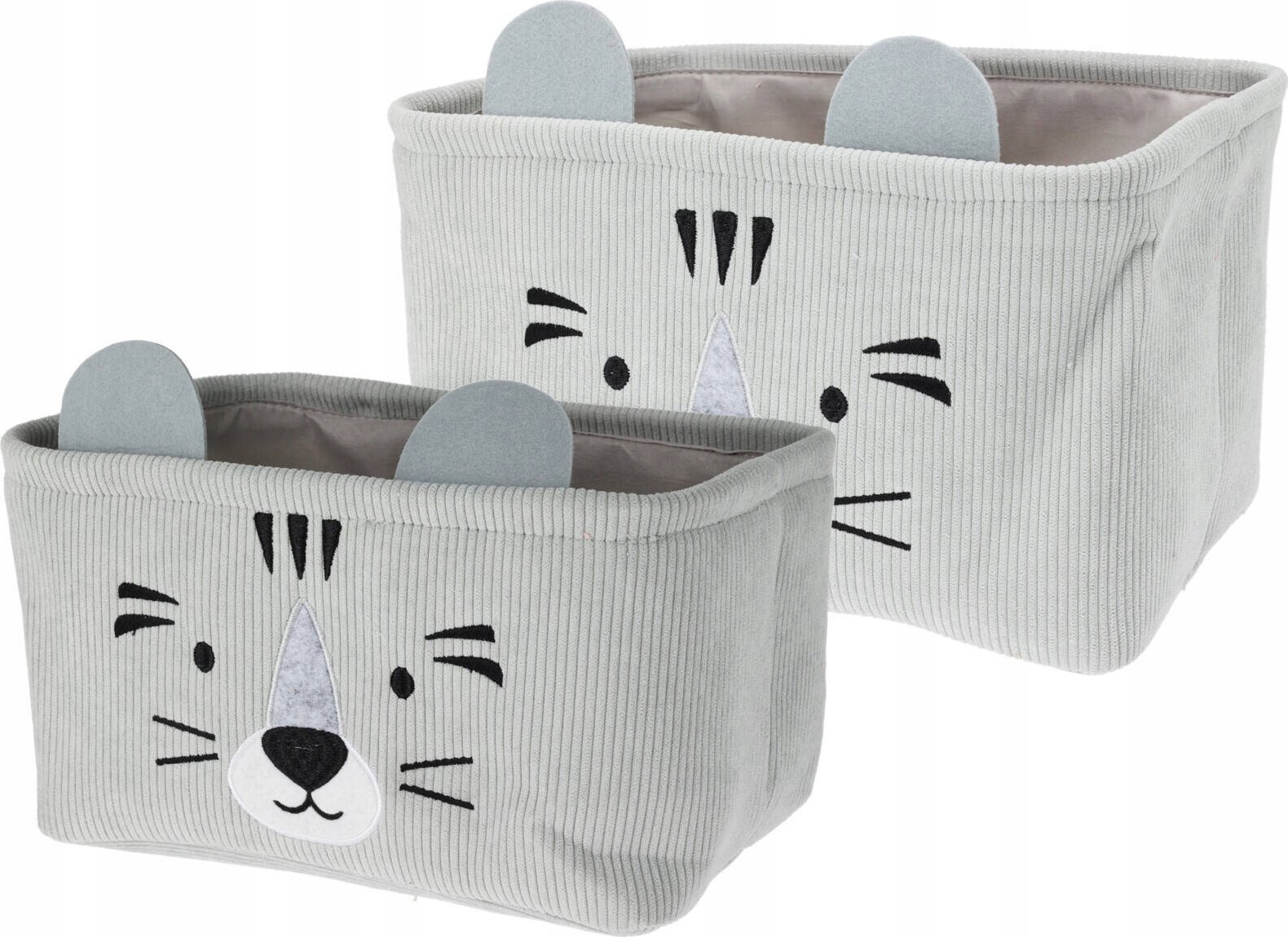 Home Styling Collection Pojemniki na zabawki CUTIE z uszkami, sztruksowe, 2 sztuki