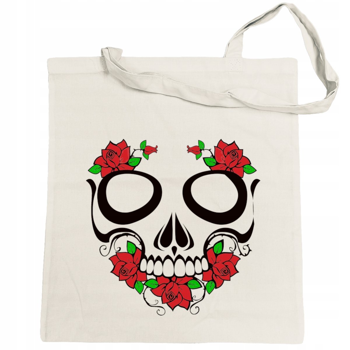 Torba na zakupy nadruk Czaszka z Różami