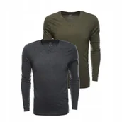 Koszulki męskie - Zestaw longsleeve męski 100% bawełna V-NECK mix 2-pak V9 Z41 XL - miniaturka - grafika 1