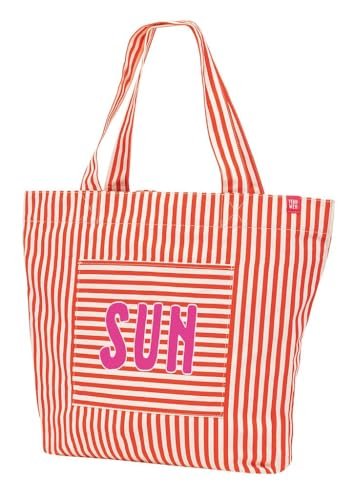 moses. Fernweh XL Shopper Sun – 40 cm duża torba w paski ze 100% bawełny, na urlop na plaży lub zakupy, z podłogą i kieszenią zewnętrzną, wielokolorowa, Współczesny