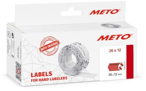 Meto oryginalny znacznik cen na etykietach formularz « cena promocyjna » (26 x 12 mm, 1-wierszowa, 6000 sztuk, fluorowa czerwień, trwale przylegająca)