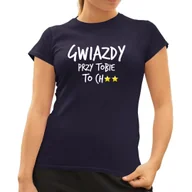Koszulki i topy damskie - Gwiazdy przy tobie to... - damska koszulka na prezent Granatowa - miniaturka - grafika 1