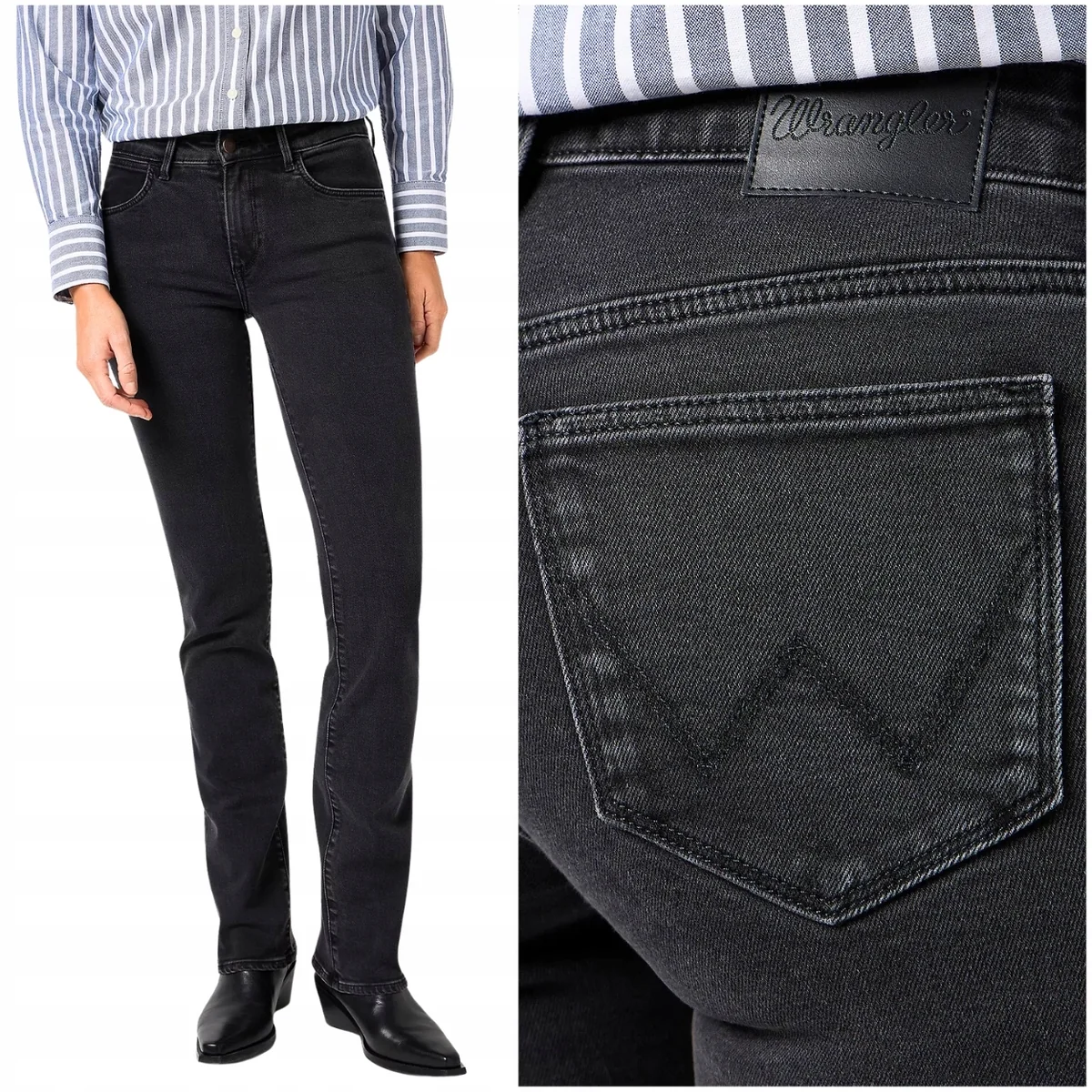 Wrangler Bootcut Blackout rozszerzane damskie spodnie jeansowe W25 L32