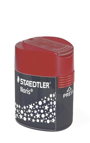 STAEDTLER 512 podwójna końcówka z dwoma otworami do różnych formatów długopisów, pojedynczy produkt Noris trójkątny design, półka, 10 temperówek, 512 188