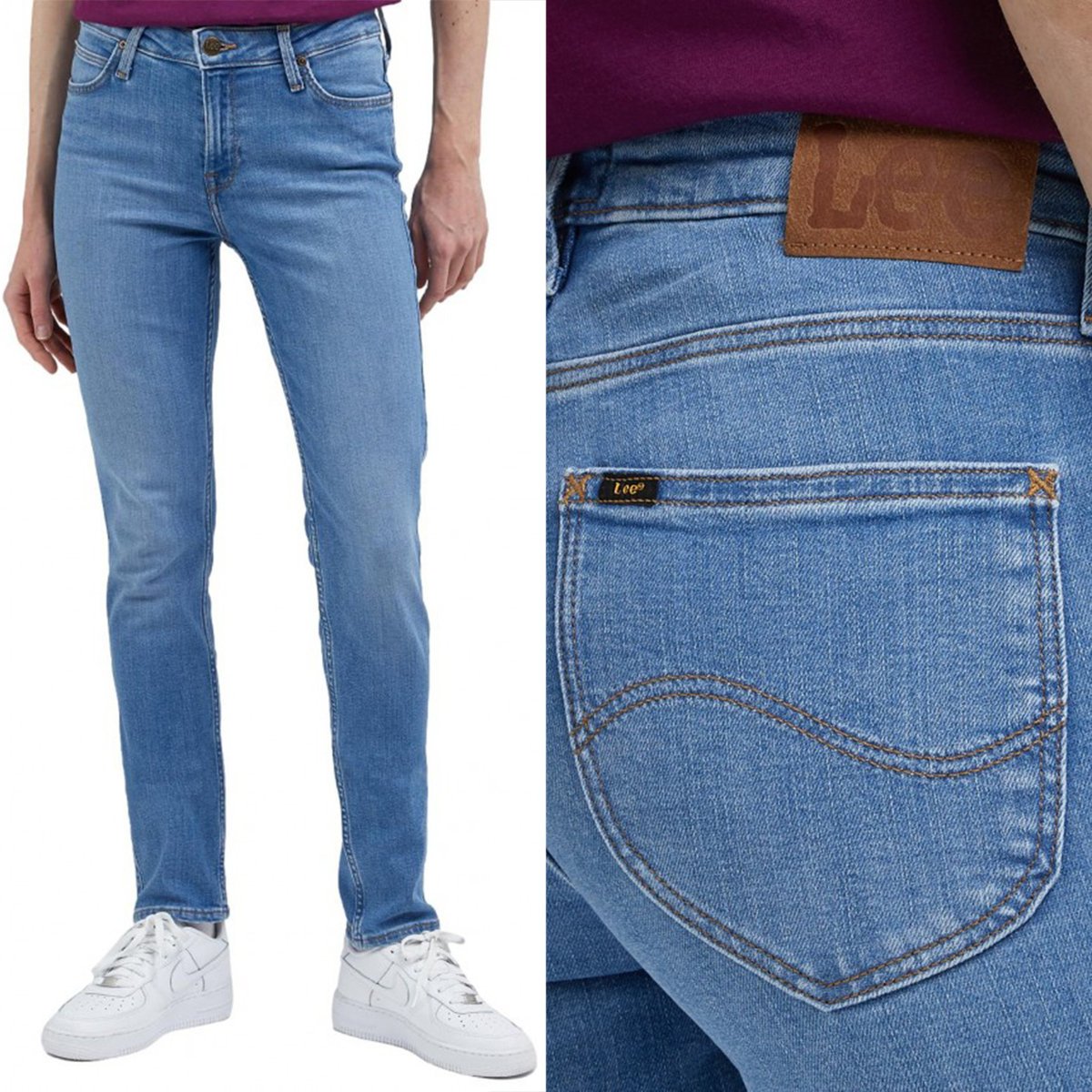 Lee ELLY SLIM Majestic Wave DOPASOWANE PROSTE BLUE DżINS W33 L33
