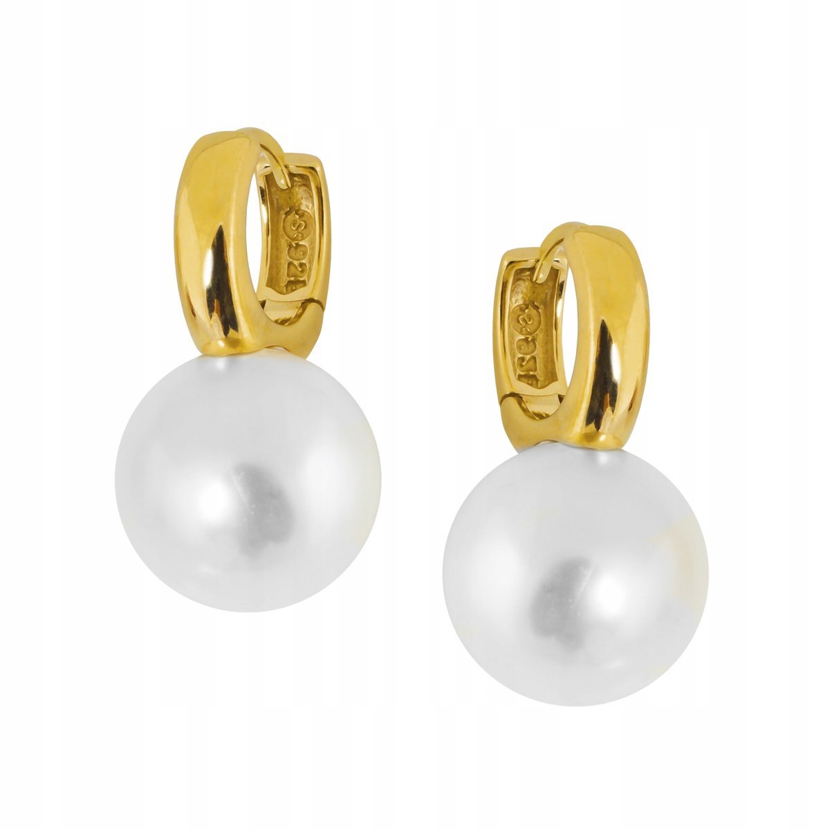 Kolczyki srebro pr. 925 Eleganckie Stylowe Pozłacane z Białą Perłą dla Niej