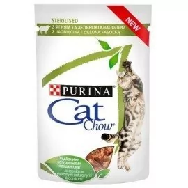 CAT CHOW Sterilised Karma z jagnięciną i zieloną fasolką w sosie 85g - Mokra karma dla kotów - miniaturka - grafika 1