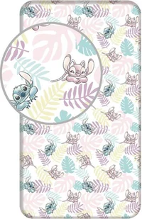 Prześcieradło bawełniane z gumką 90x200 Lilo I Stitch liście pastelowe kolorowe dla dzieci - Prześcieradła dla dzieci - miniaturka - grafika 1