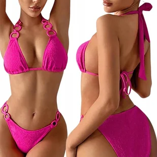 STRÓJ KĄPIELOWY DWUCZĘŚCIOWY BIKINI WYSZCZUPLAJĄCY DAMSKI RÓŻOWY WIĄZANY S - Stroje kąpielowe STRÓJ KĄPIELOWY DWUCZĘŚCIOWY BIKINI WYSZCZUPLAJĄCY DAMSKI RÓŻOWY WIĄZANY S - Stroje kąpielowe - miniaturka - grafika 1