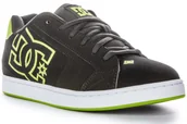 Sneakersy męskie - DC Shoes Net męskie sznurowane skate sneakersy z wyściełaną powierzchnią ze skóry nubukowej w kolorze czarno-zielonym - 8,5 UK - 42,5 EU - 9,5 US / Black Green - miniaturka - grafika 1
