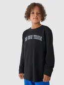 Koszulki dla chłopców - 4F Longsleeve oversize chłopięcy - czarny 128 (7-8 lat) - miniaturka - grafika 1