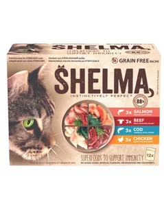 Bezzbożowe fileciki dla kota mix smaków Shelma  12x85g - Mokra karma dla kotów - miniaturka - grafika 1