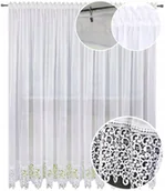 Firany - Firana gotowa z koronką balkon 240x200 firany gładkie z gipiura do salonu - miniaturka - grafika 1