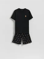 Moda i Uroda OUTLET - Reserved - Dwuczęściowa piżama ze świątecznym motywem - czarny - miniaturka - grafika 1