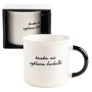 Biały kubek z porcelany "Kawka nie wyklucza herbatki" 380 ml - Kubki - miniaturka - grafika 1