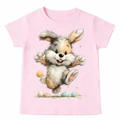 Koszulki dla dziewczynek - Koszulka z zajączkiem dla dziewczynki na Wielkanoc - zając12-15 - miniaturka - grafika 1