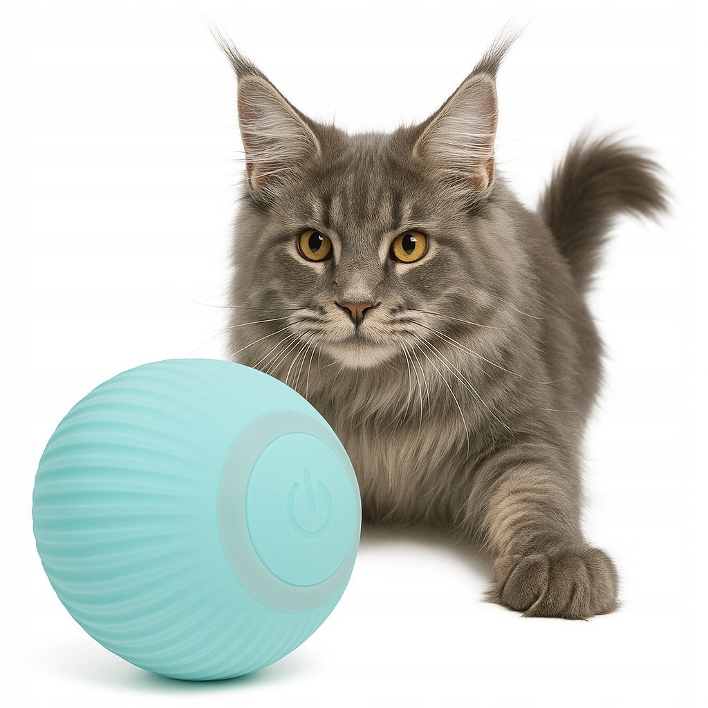 INTERAKTYWNA ZABAWKA DLA KOTA UCIEKAJĄCA PIŁKA LED WIBRACJE ELEKTRYCZNA USB