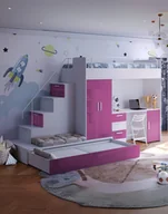 Krzesełka i taborety dla dzieci - Meblościanka Raj 5 połysk - pokój dziecięcy, młodzieżowy z materacem i stelażem róż - miniaturka - grafika 1